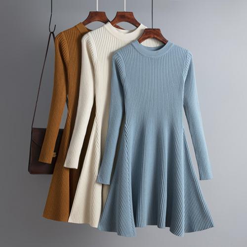 Polyamide Slim Sweater Dress & breathable knitted Solid : PC