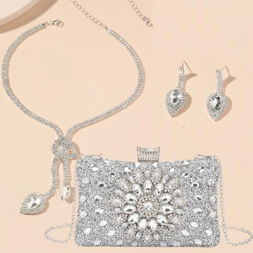 Gift Set, for women & three piece & with rhinestone, Sliver Plated, silver, Sold By Set