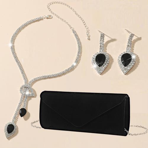 Gift Set, for women & three piece & with rhinestone, Sliver Plated, more colors for choice, Sold By Set