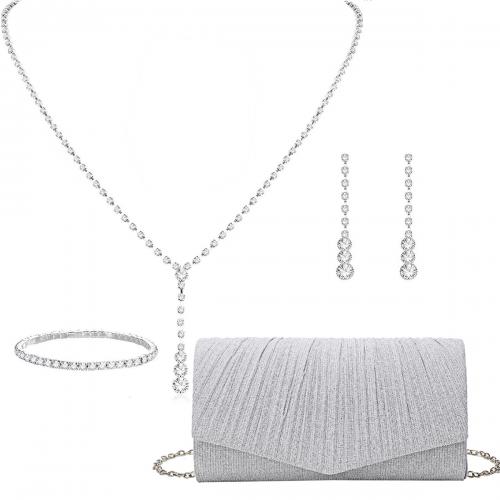 Gift Set for women & four piece & with rhinestone Sliver Plated silver Sold By Set