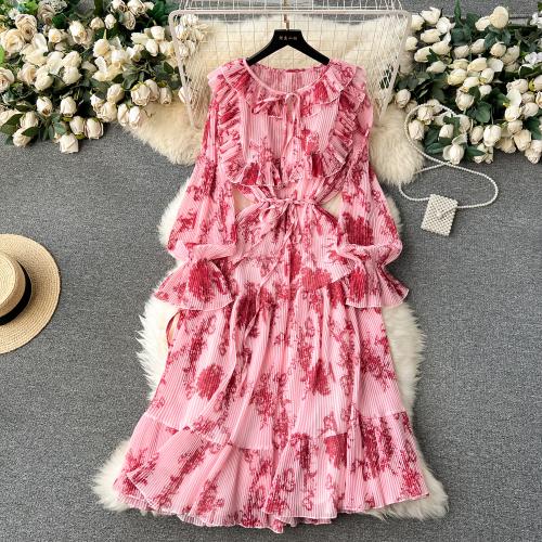 Chiffon Waist-controlled One-piece Dress breathable shivering : PC