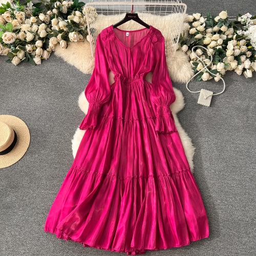 Polyester Waist-controlled One-piece Dress breathable Solid : PC