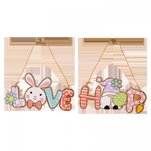 Wood Easter Design Hanging Ornament Painted PC