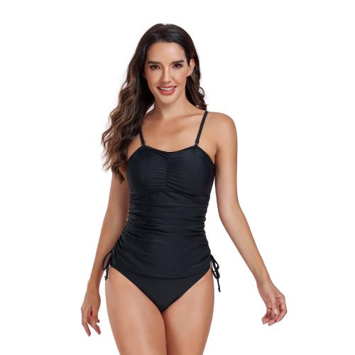 Polyamide & Polyester Tankinis Set slimming & backless & two piece Solid black Set