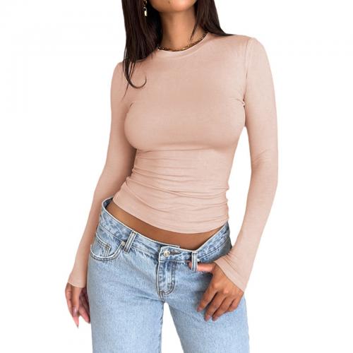 Viscose Fiber Soft Women Long Sleeve Blouses midriff-baring & flexible Solid PC