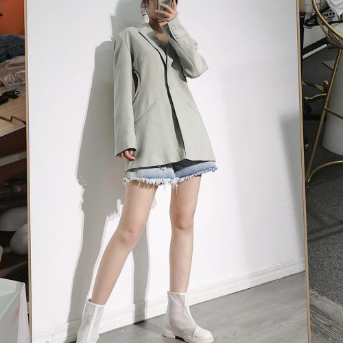 Polyester Women Suit Coat mid-long style & backless & loose & hollow Solid PC