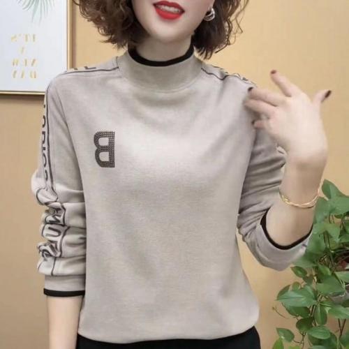 Polyester Plus Size Women Long Sleeve T-shirt & loose & thermal PC