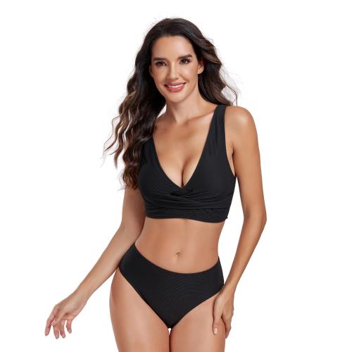 Polyester Tankinis Set slimming & backless & two piece Solid Set