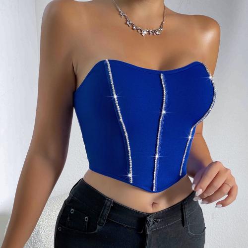 Polyester Tube Top midriff-baring & backless & off shoulder iron-on Solid PC