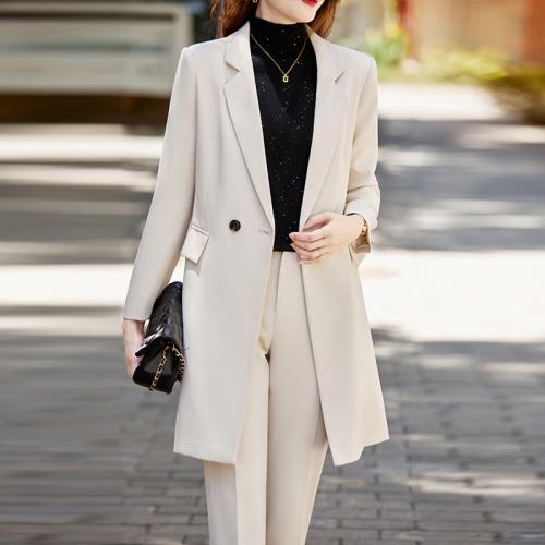 Polyester Plus Size Women Business Pant Suit & two piece Pants & coat Solid Set
