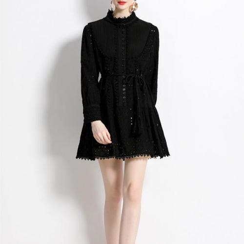 Knitted Waist-controlled One-piece Dress & hollow PC