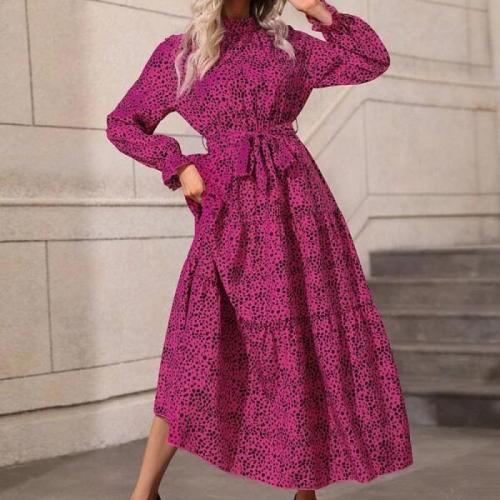 Polyester Waist-controlled One-piece Dress & breathable fuchsia PC