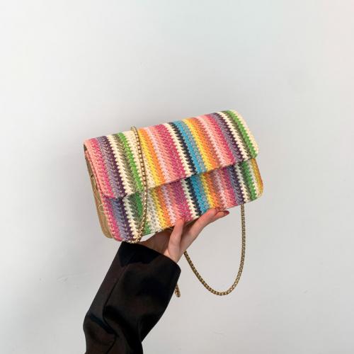 Straw Easy Matching & Weave Crossbody Bag rainbow pattern PC