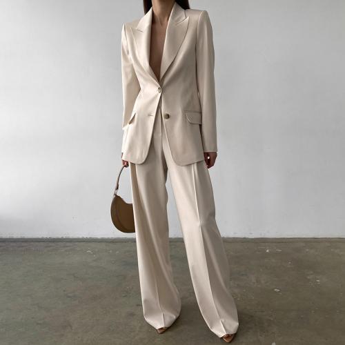 Spandex & Polyester Women Business Pant Suit & two piece & loose Pants & coat Apricot Set