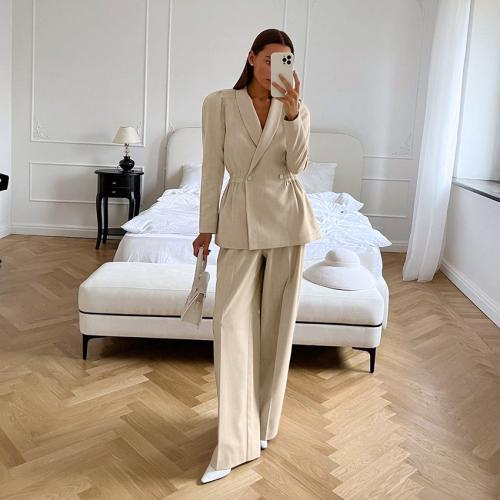 Polyester Women Business Pant Suit & two piece & loose Pants & top Set