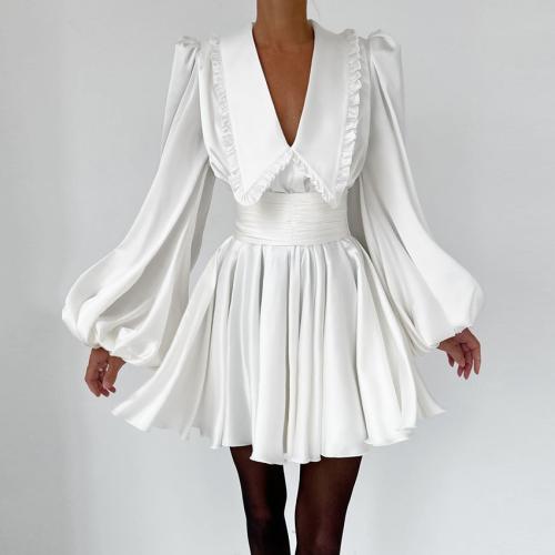 Spandex & Polyester Waist-controlled One-piece Dress white PC