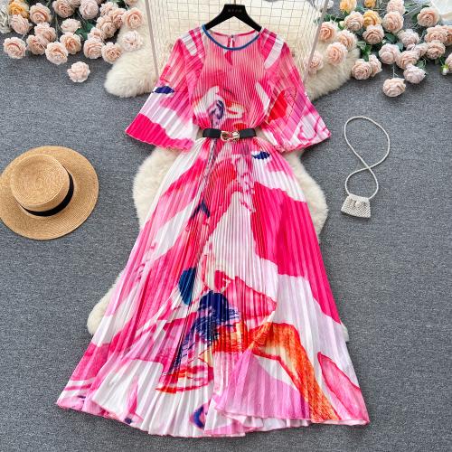 Polyester Einteiliges Kleid, Gedruckt, unterschiedliches Muster zur Auswahl, mehr Farben zur Auswahl, :,  Stück