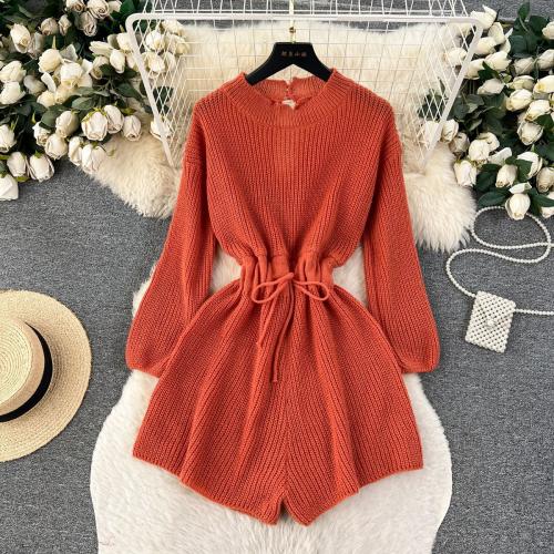 Polyester Women Romper slimming & hollow knitted Solid : PC