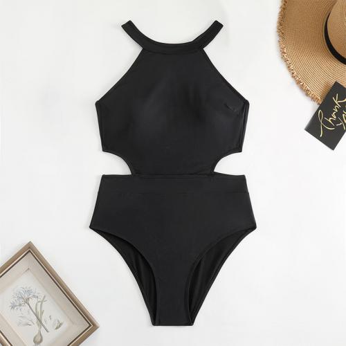 Spandex & Polyester One-piece Swimsuit slimming & backless & hollow black PC