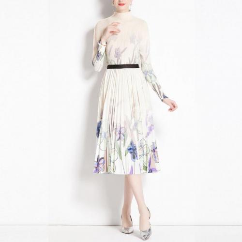Polyester Vrouwen Casual Set blouses met lange mouwen & Rok Afgedrukt meer kleuren naar keuze Instellen
