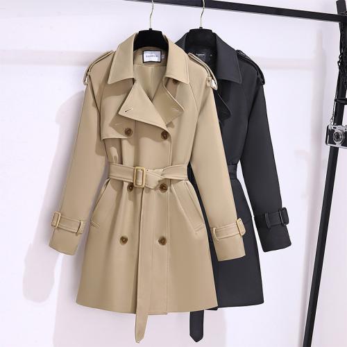 Polyester Women Trench Coat autumn and winter design Solid PC
