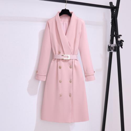 Polyester Women Trench Coat autumn and winter design Polyester Solid PC