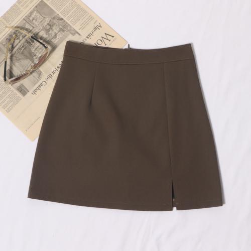 Polyester High Waist Package Hip Skirt slimming & side slit Solid PC