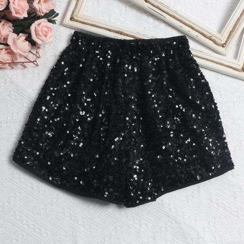 Sequin & Polyester High Waist Shorts slimming patchwork PC