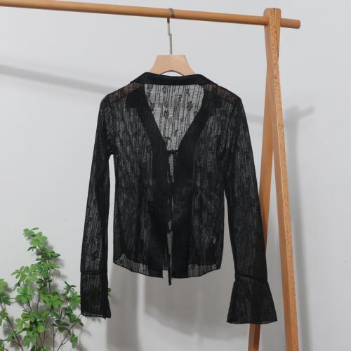Polyester Women Long Sleeve Blouses see through look jacquard : PC