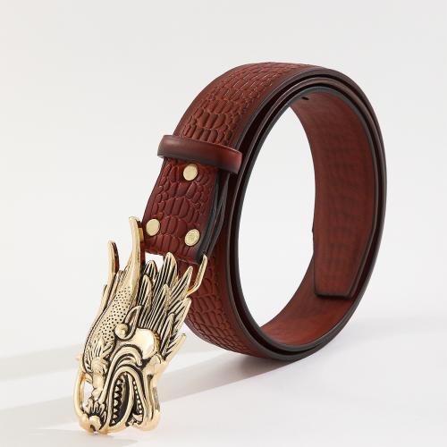 PU Leather Easy Matching Fashion Belt flexible length crocodile grain brown PC