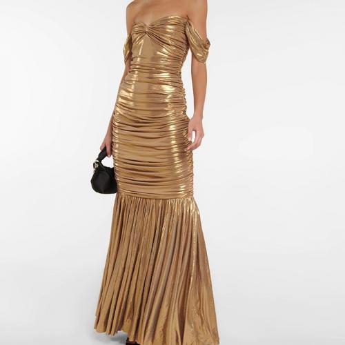 Polyester Slim One-piece Dress & tube gold PC