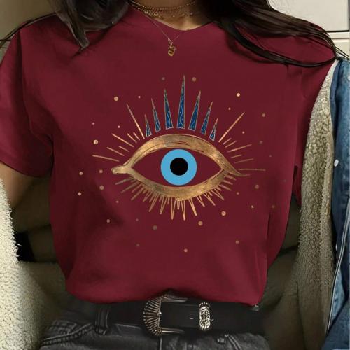 Poliestere Frauen Kurzarm T-Shirts Stampato Oči più colori per la scelta kus