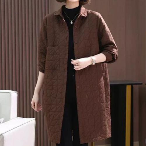 Cotton Women Trench Coat thicken & loose & with pocket Solid PC