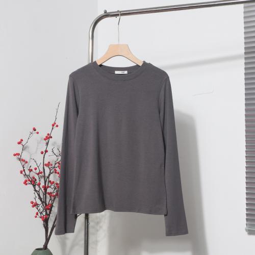 Polyester & Cotton Slim Women Long Sleeve T-shirt Solid : PC