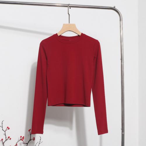 Polyester & Cotton Women Long Sleeve T-shirt slimming Solid : PC