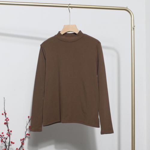 Polyester & Cotton Women Long Sleeve T-shirt slimming & thick fleece Solid : PC