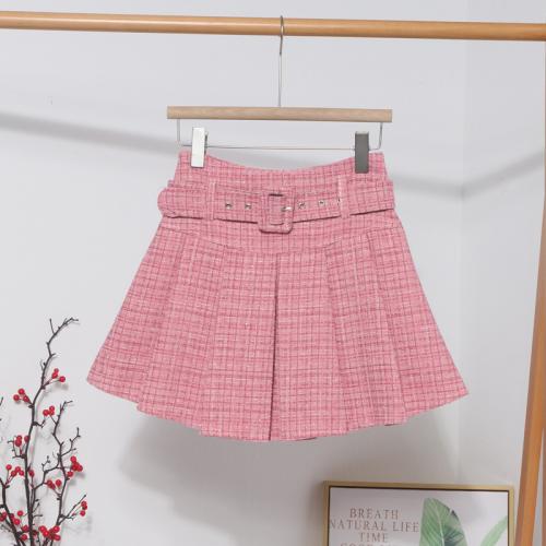 Polyester Pleated & High Waist Skirt & anti emptied plaid PC