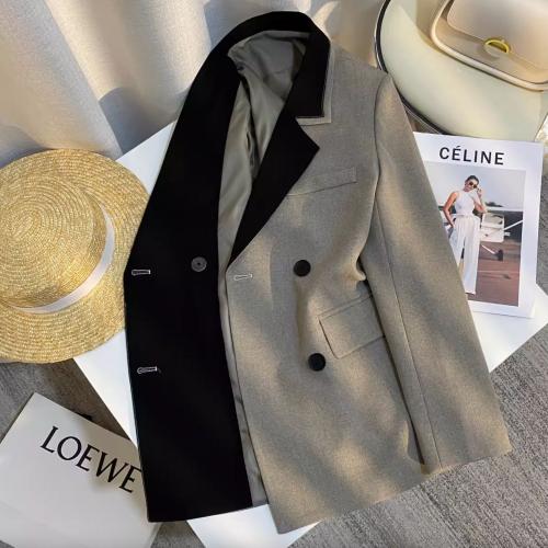 Polyester Women Suit Coat & loose gray PC