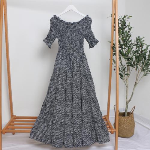 Polyester & Cotton Slim & High Waist One-piece Dress printed : PC