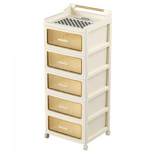 PET & Polypropylene-PP Multilayer Storage Cabinet with pulley white PC