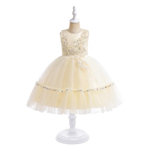 Sequin & Gauze & Cotton Soft & Princess & Ball Gown Girl One-piece Dress Solid champagne PC