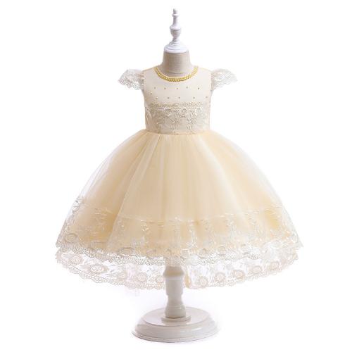 Lace & Cotton Soft & Ball Gown Girl One-piece Dress large hem design champagne PC