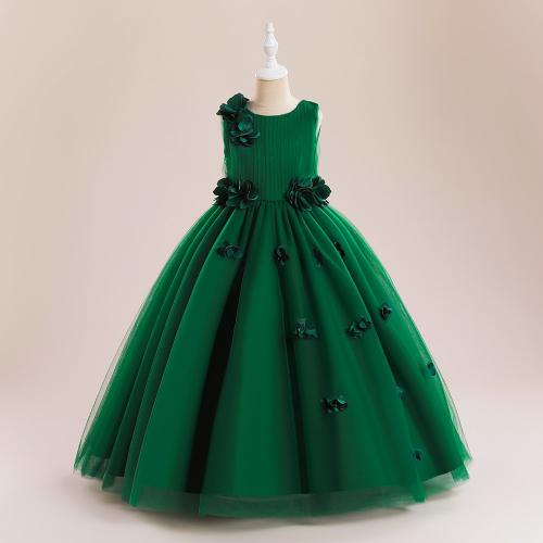Gauze & Cotton Princess Girl One-piece Dress large hem design Solid PC