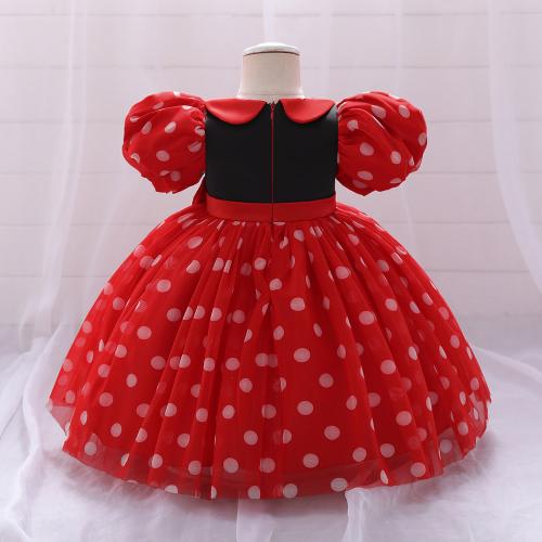 Cotton Ball Gown Girl One-piece Dress Cute printed dot PC