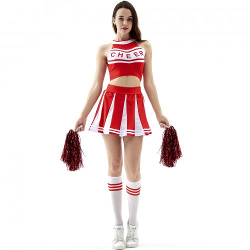 Polyester Sexy Cheerleaders Costume printed letter Set