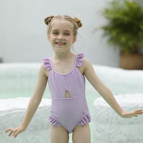 Polyamide One-piece Swimsuit flexible & hollow Solid purple PC
