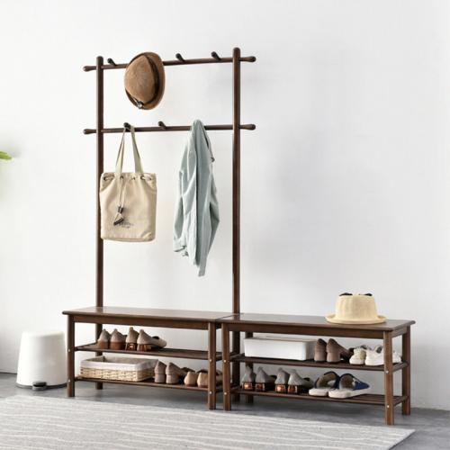 Solid Wood Multilayer Clothes Hanging Rack durable brown PC