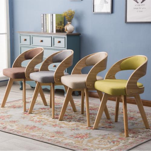 Wood & PU Leather & Cotton Linen Casual House Chair hollow PC