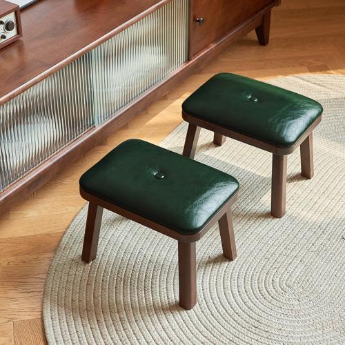Solid Wood & PU Leather Stool durable Sponge green PC