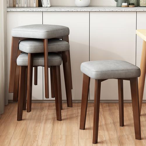 Cloth & Solid Wood & PU Leather stackable Stool PC